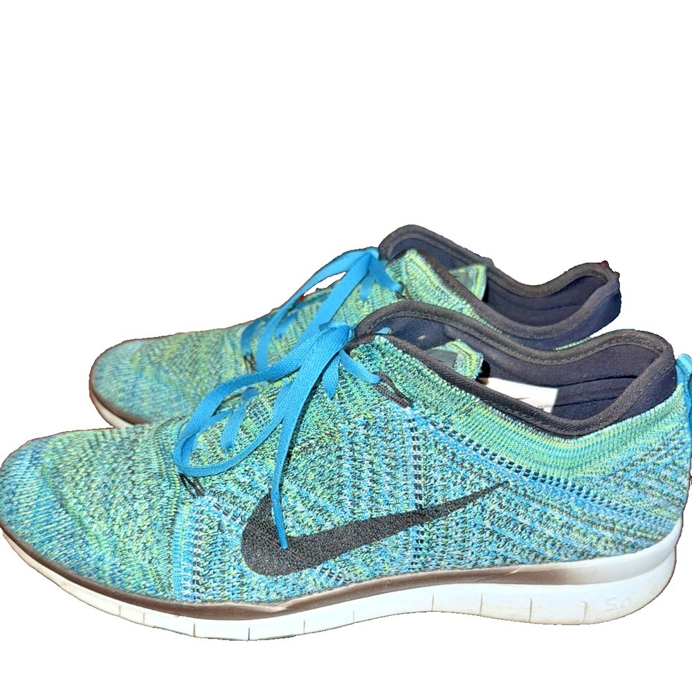 Nike Free TR Flyknit Training Shoes - Women Size 10.5 Green‎ Blue Athletic Shoes - Picture 5 of 10